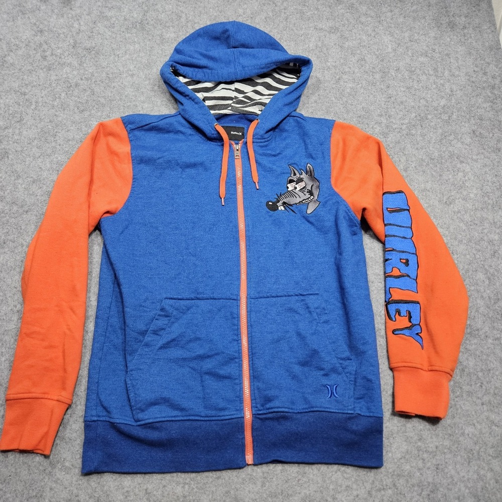 Hurley Signature Rat "Yeah Buddy" Blue & Orange Full Zip Hoodie Men's Size Med - Picture 1 of 13